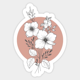 Vintage botanical flowers on terracotta Sticker